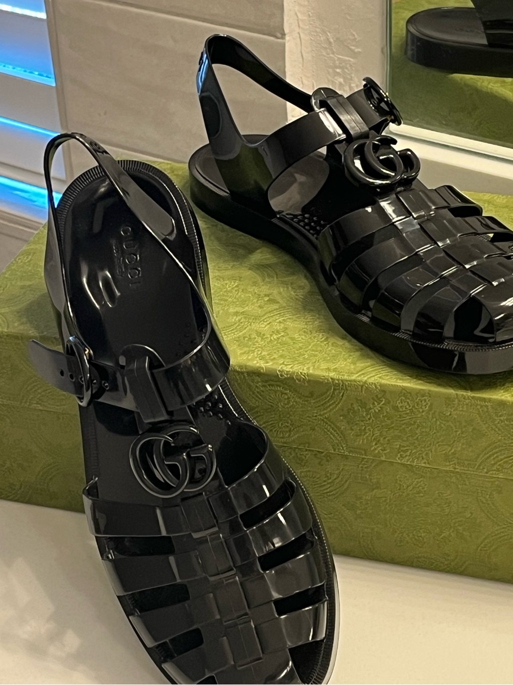 Womanâs Double G Rubber Sandals